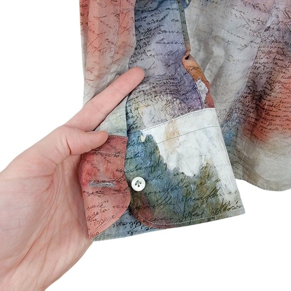 Alex Ingh Shirt Men 15 Watercolor Parchment Button Up Long Sleeve Made In Italy - Picture 3 of 11